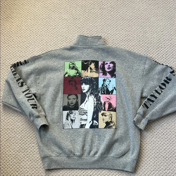 Taylor Swifts Eras Tour Gray Half-Zip Sweater - Picture 4 of 6